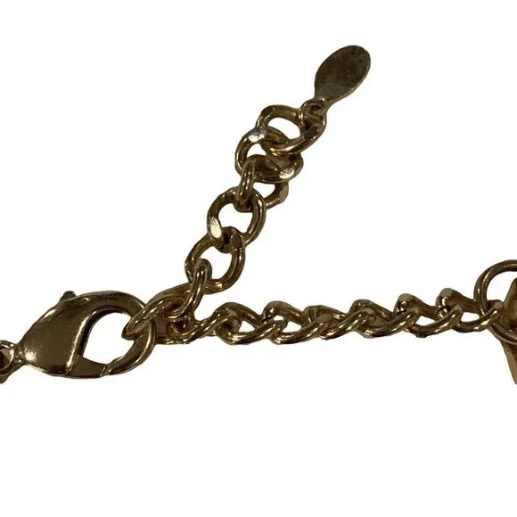 Aldo Statement Necklace Navy Blue Gold Big Chunky Bold Chain Retro Classic - Picture 9 of 12